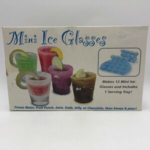 NEW Mini Ice Shot Glasses With Serving Tray - Sealed In Original Plastic 12 Fun